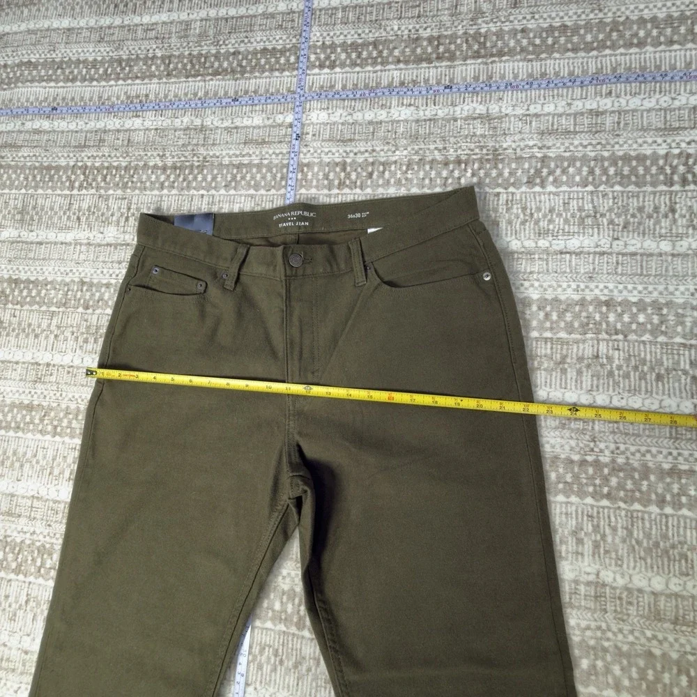 NEW Banana Republic Travel Jean Men's 36 x 30 Olive Green Slim Fit Stretch